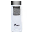 Qwetch Dubbelwandige glazen theepot met geborsteld roestvrij staal