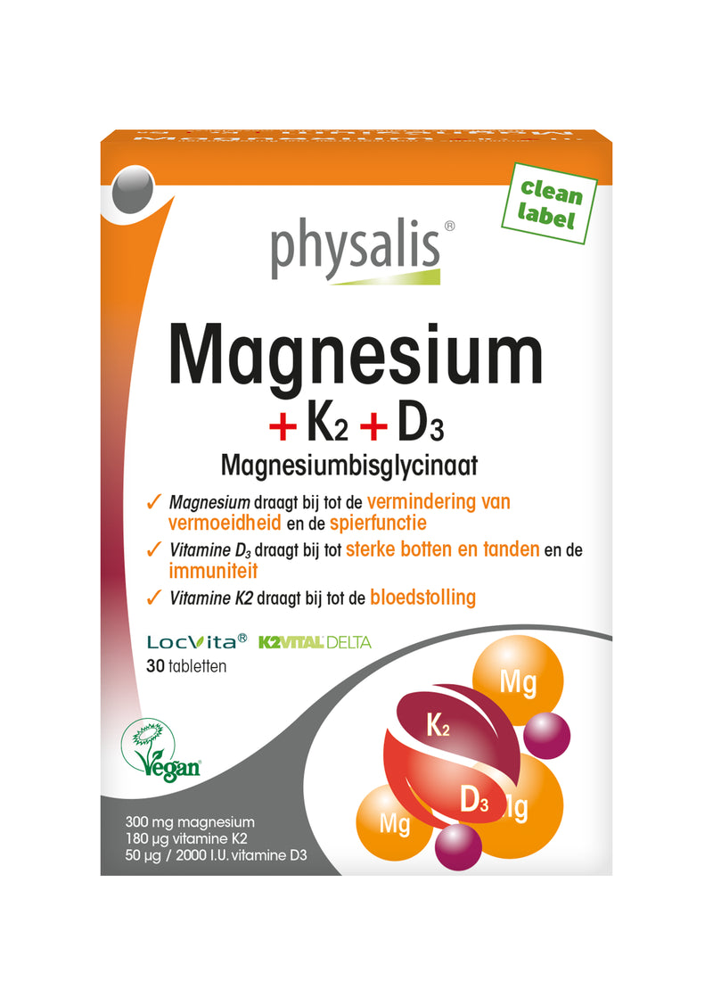 Physalis Magnesium +K2 +D3 - 30 tabletten