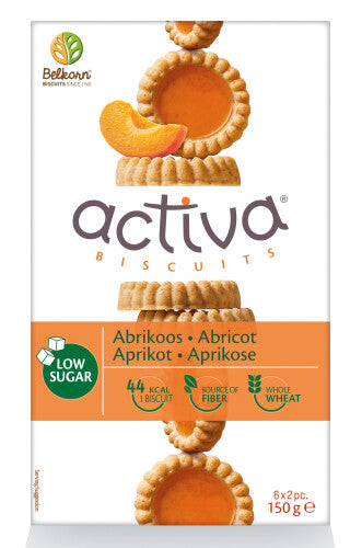 Activa Abrikozenkoekjes met zoetstof (suikerarm - maltitol) 6 x 2 stuks 120 g