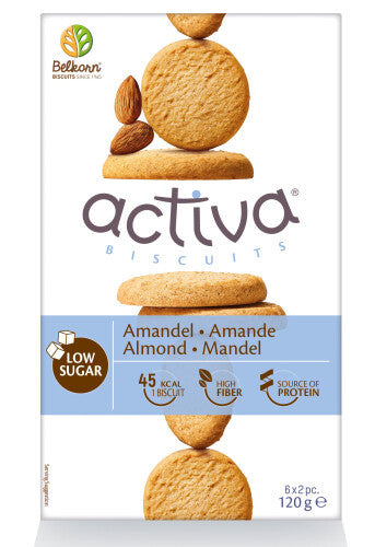 Biscuits Activa Amande avec édulcorant (faible en sucre - maltitol) 6 x 2 pièces 120 g