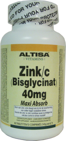 Altisa Zink Bisglycinaat 40mg. 90 tabl.