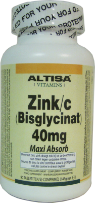 Bisglycinate de zinc Altisa 40mg. onglet 90.