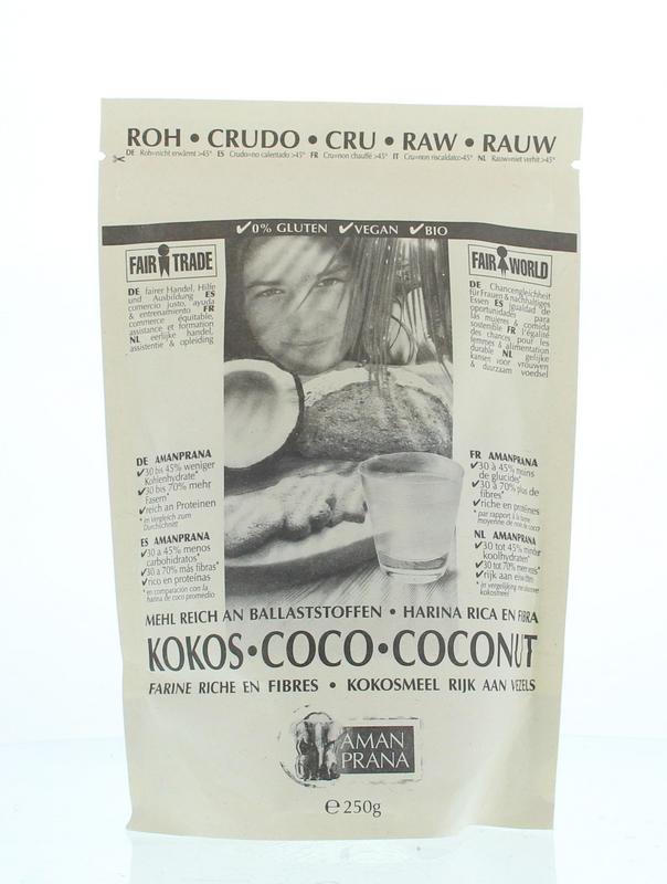 Amanprana Farine de noix de coco bio sans gluten 250 (fermeture zippée)