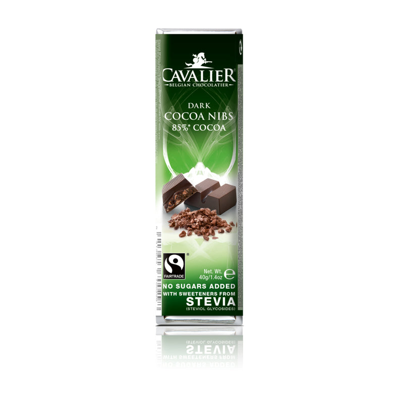 Cavalier Tablette Chocolat Stevia Noir + éclats de cacao 40g