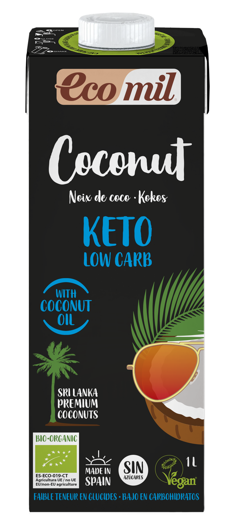 Ecomil Kokosdrank met kokosolie KETO z.suiker 1L