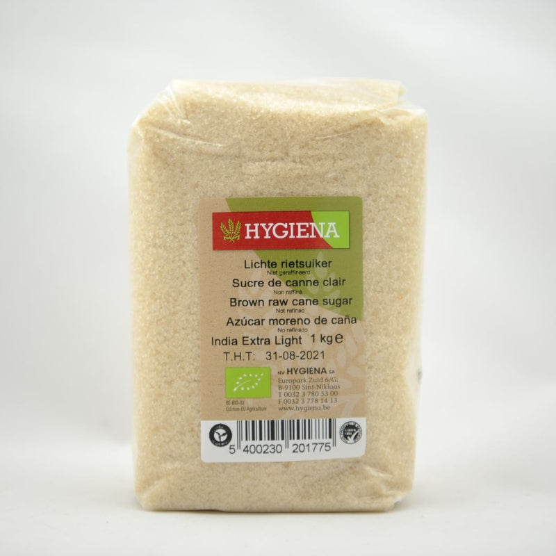 Hygiena Bio sucre de canne léger fin 1 kg Inde extra léger