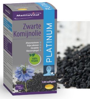 Mannavital Zwarte Komijnolie PLATINUM 120 V-Softgels
