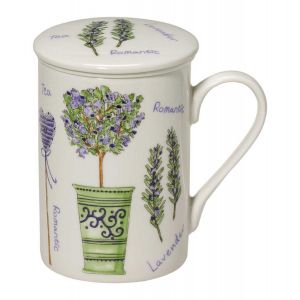 Porselain Mug With Lid and Infuser Lavender