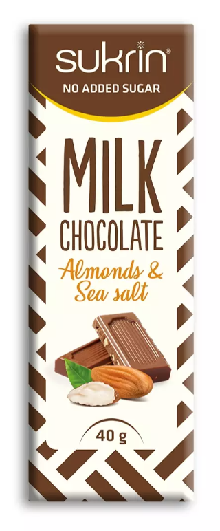 Sukrin Chocolat au Lait Amande &amp; Sel Marin 40g
