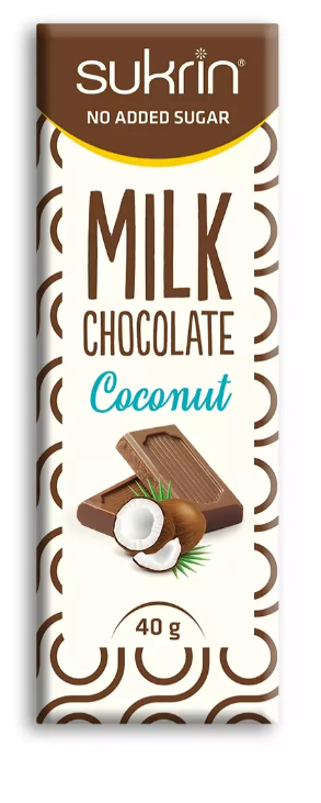 Sukrin Chocolat au Lait Noix de Coco 40g