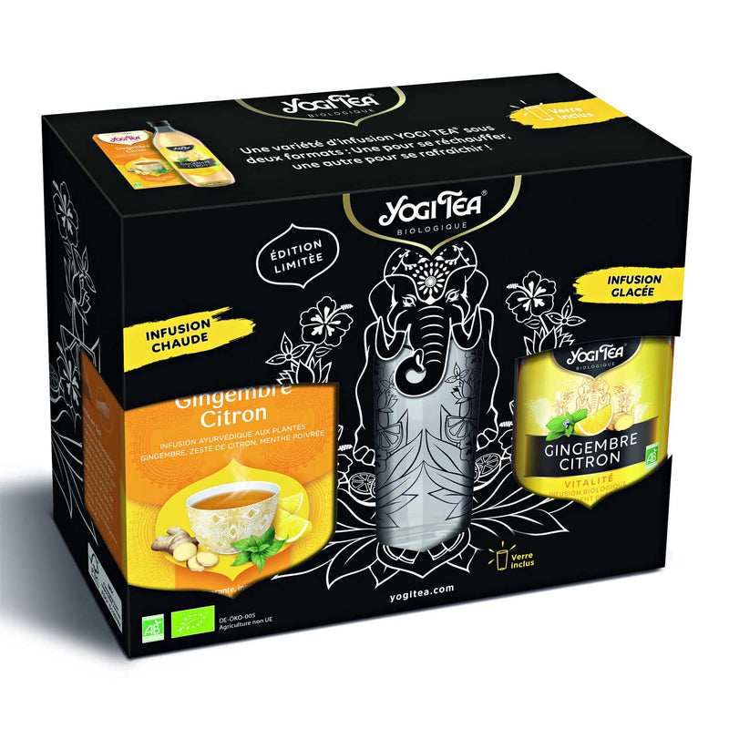 Coffret Yogi Tea (gingembre citron+verre+gingembre froid)