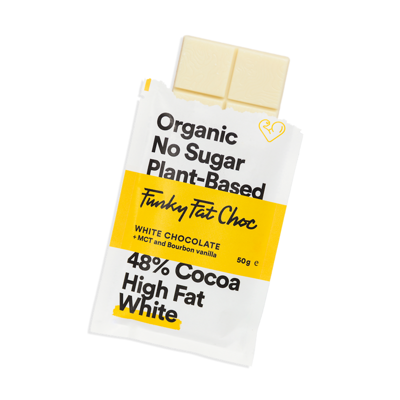 Funky Fat Choc White + MCTs (50g) - organic